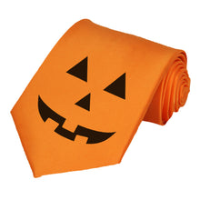 Load image into Gallery viewer, Jack-o-Lantern face on an orange necktie
