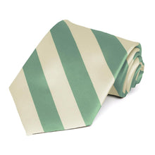 Load image into Gallery viewer, Key Largo Green and Cream Striped Tie