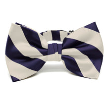 Load image into Gallery viewer, Lapis Purple and Ivory Striped Bow Tie