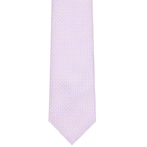 The front of a lavender tie with a small circle pattern