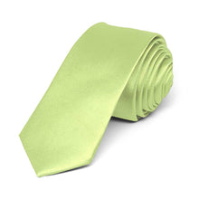 Load image into Gallery viewer, Lime Green Skinny Solid Color Necktie, 2&quot; Width