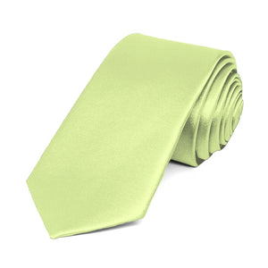 Lime Green Slim Solid Color Necktie, 2.5" Width