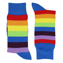 Load image into Gallery viewer, Pair of men&#39;s rainbow striped socks