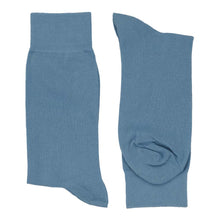 Load image into Gallery viewer, Flat view of men&#39;s serene/steel blue wedding dress socks