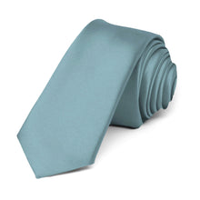 Load image into Gallery viewer, Mystic Blue Premium Skinny Necktie, 2&quot; Width