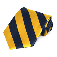 Load image into Gallery viewer, Navy Blue and Golden Yellow Striped Tie