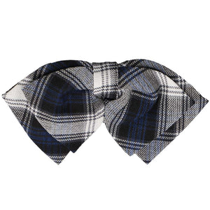 Navy blue and white plaid floppy bow tie