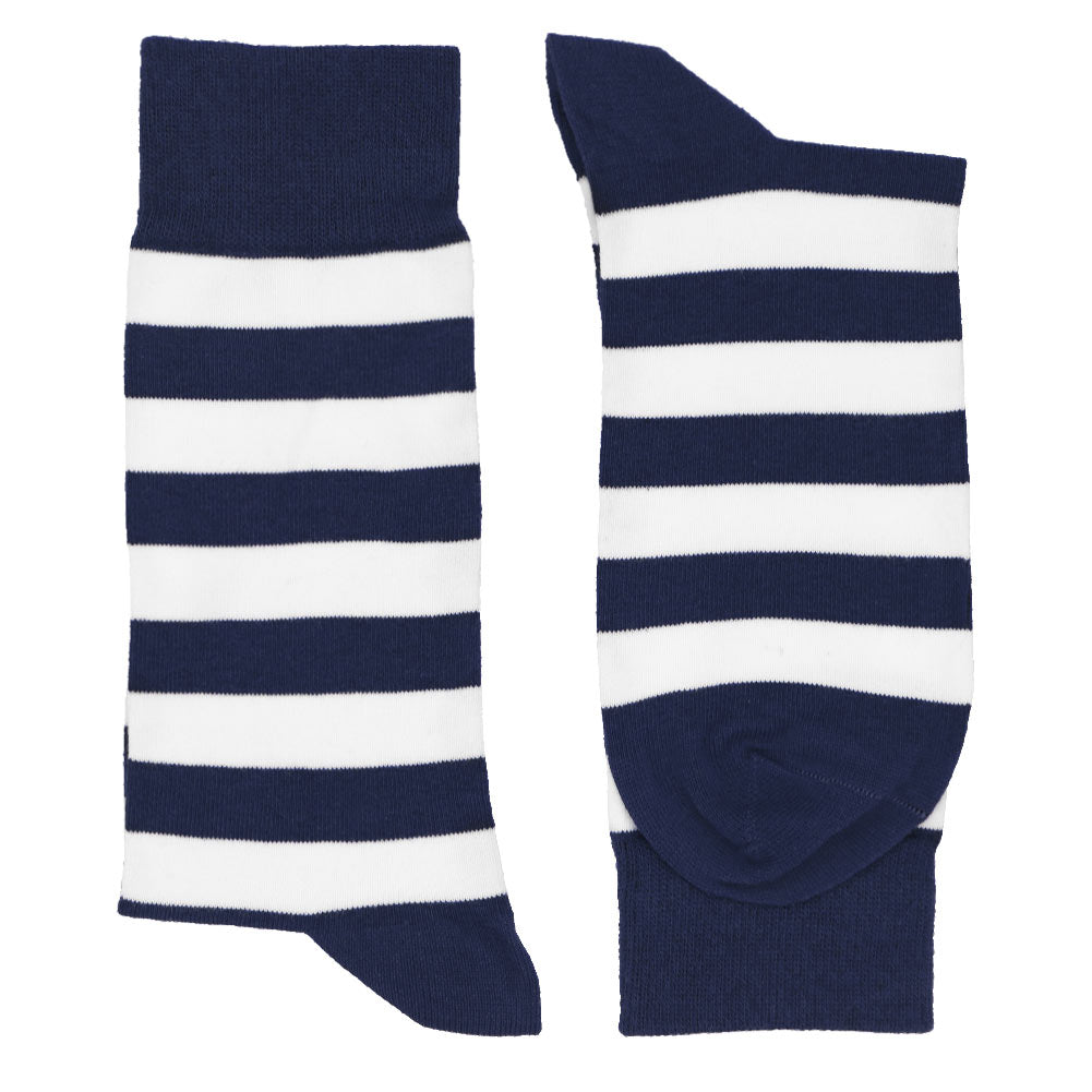 Men's Navy Blue and White Striped Socks TieMart Men's Navy Blue and White Striped Socks TieMart