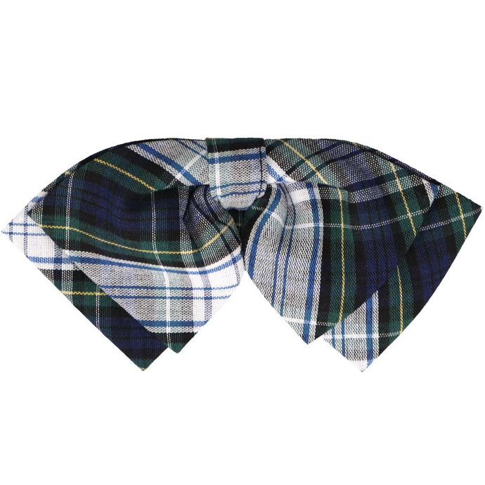Navy, hunter and white plaid floppy bow tie