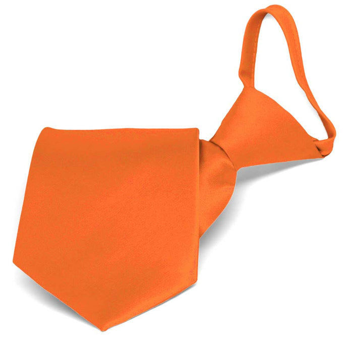 Neon Orange Solid Color Zipper Tie