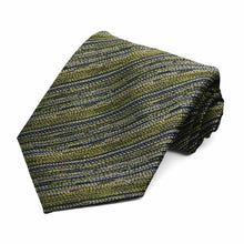 Load image into Gallery viewer, Olive green woven striped pattern tie