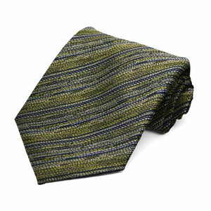 Olive green woven striped pattern tie