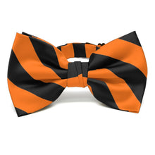 Load image into Gallery viewer, Orange and Black Striped Bow Tie