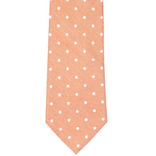 Load image into Gallery viewer, Front view of an orange and white polka dot tie