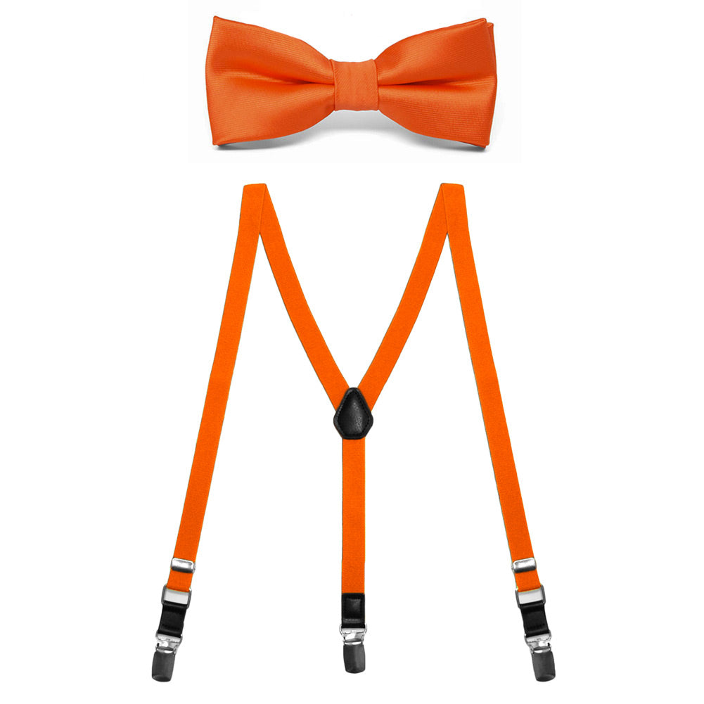 Boys' Orange Bow Tie and Suspenders Set Shop at TieMart TieMart, Inc.