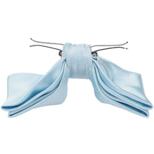 Load image into Gallery viewer, The side view of a pale blue clip-on bow tie