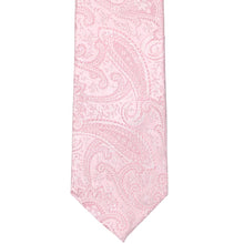 Load image into Gallery viewer, Light pink paisley extra long necktie, flat front view