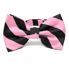 Load image into Gallery viewer, Pink and Black Striped Bow Tie