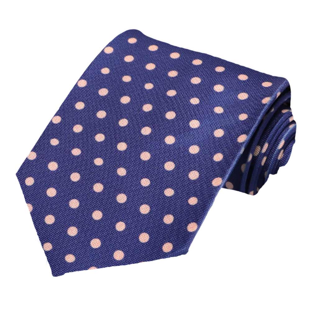 pink tie with blue polka dots