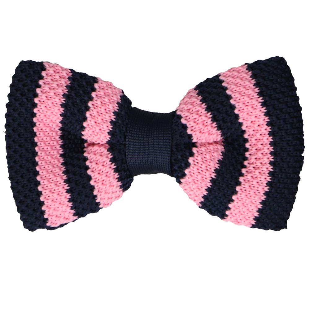 Pink and Navy Blue Nautical Striped Knit Bow Tie Shop at TieMart