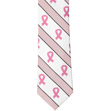 Load image into Gallery viewer, Front view of a pink ribbon slim tie