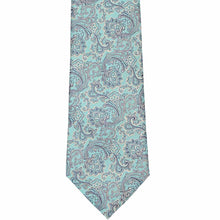 Load image into Gallery viewer, Light pool blue paisley wedding tie