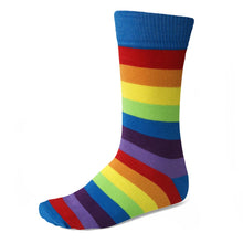 Load image into Gallery viewer, Men&#39;s colorful rainbow striped dress socks, horizontal stripes