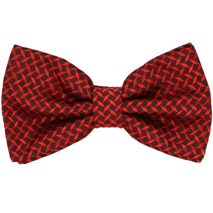 Red and black geometric bow tie, pre-tied