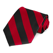 Load image into Gallery viewer, Red and Black Extra Long Striped Tie