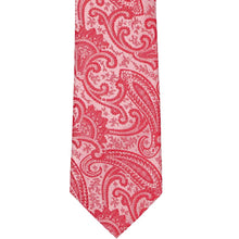Load image into Gallery viewer, Red paisley necktie, flat front view