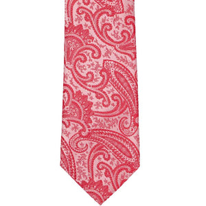 Red paisley necktie, flat front view