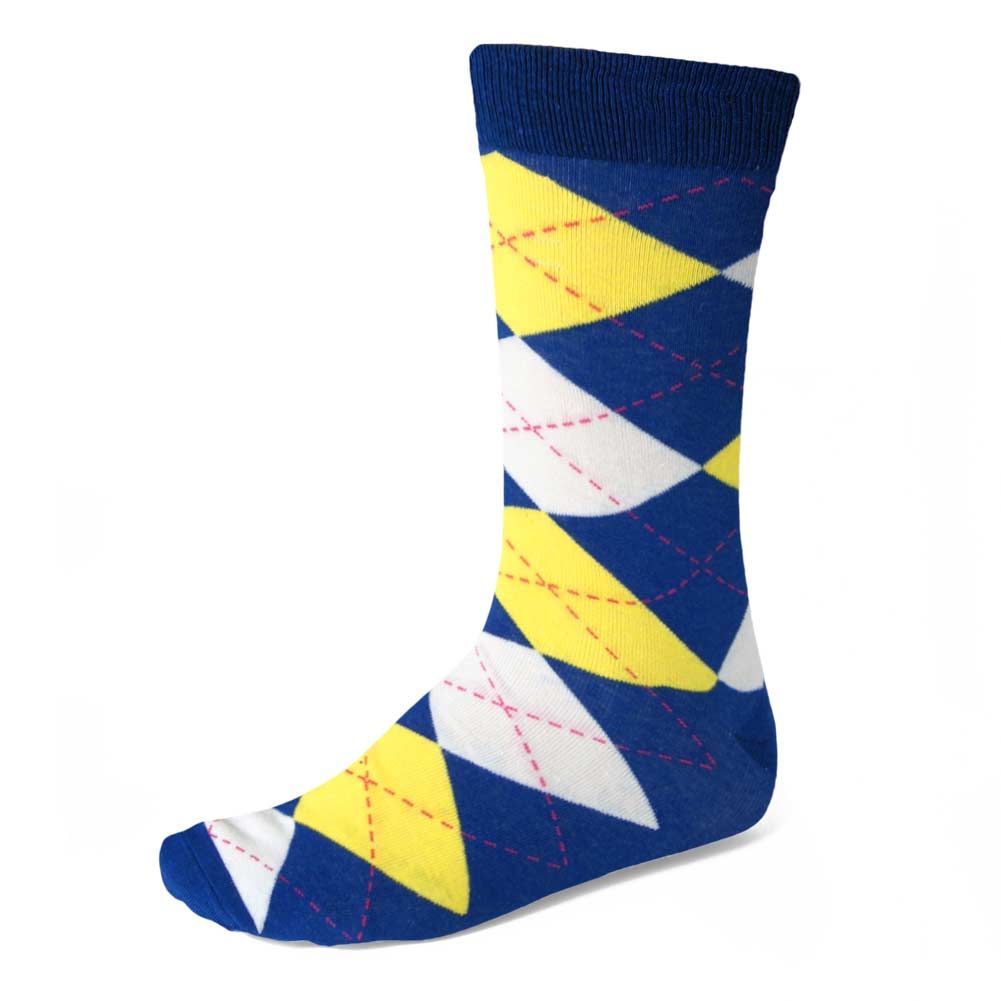 Men's Royal Blue and Yellow Argyle Socks TieMart Men's Royal Blue and Yellow Argyle Socks TieMart