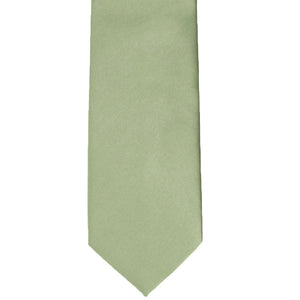 Flat front view of a sage green necktie