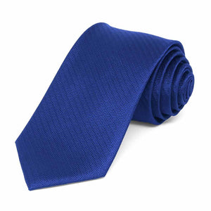 Sapphire Blue Herringbone Silk Slim Necktie, 2.5" Width