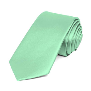 Seafoam Slim Solid Color Necktie, 2.5" Width
