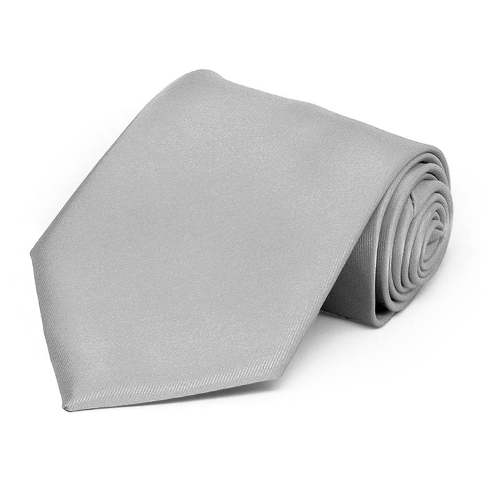 Silver Solid Color Necktie