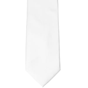 Front bottom view of a white solid staff tie
