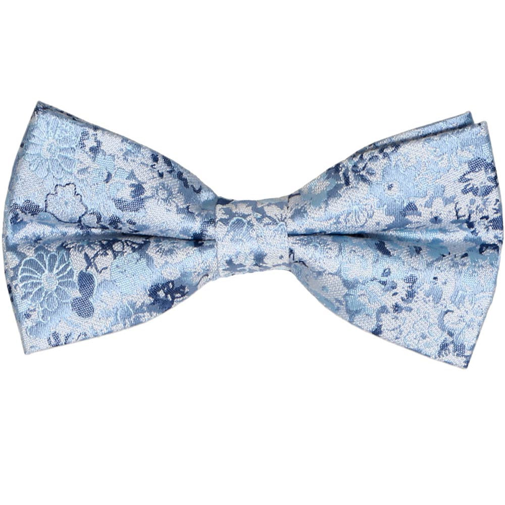 Steel blue floral pattern bow tie