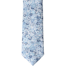 Load image into Gallery viewer, Front view steel blue textured floral tie