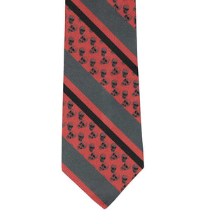 Front view of a striped skull necktie