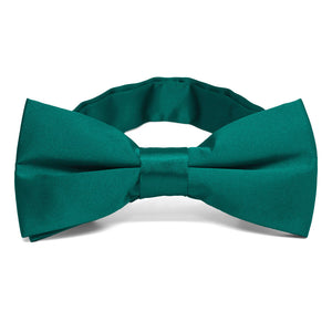 Teal bow tie, close up front view