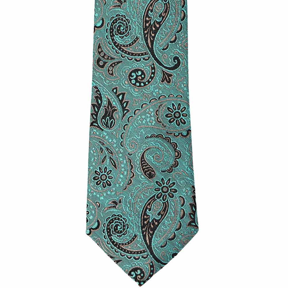 Luxury Persian Dark Teal Abstract Necktie – Geometric Print, 7cm Wide, Premium Fabric