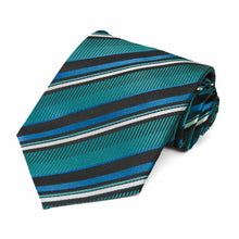 Load image into Gallery viewer, Deep Aqua Hartwick Striped Necktie