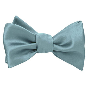Tied mystic blue self-tie bow tie