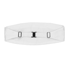 Load image into Gallery viewer, The back view of a white cummerbund, including the adjustable buckle