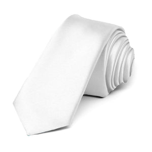 White Premium Skinny Necktie, 2" Width