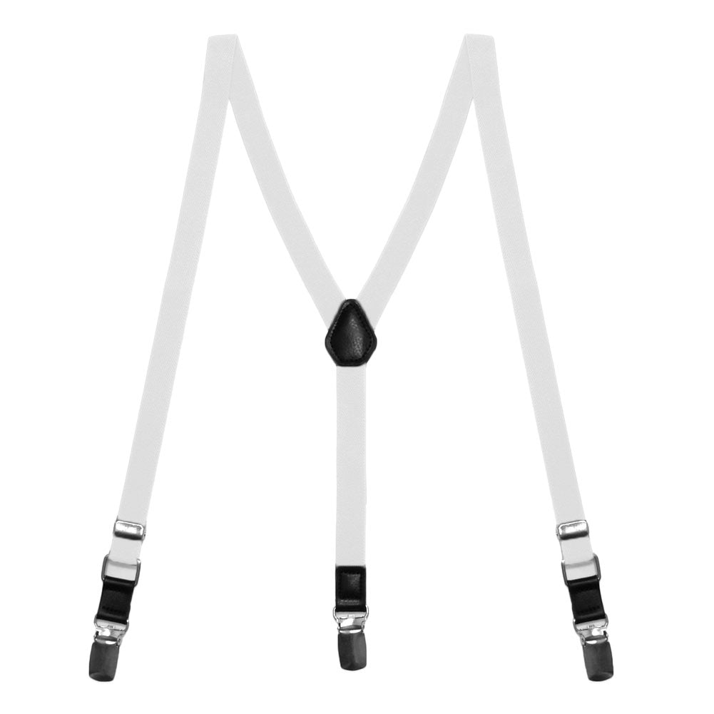Men's White Skinny Suspenders | Shop at TieMart – TieMart, Inc.