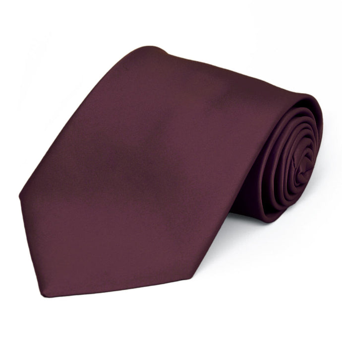 Wine Premium Extra Long Solid Color Necktie