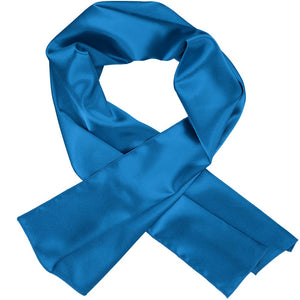 Women's azure blue scarf, crossed over itself