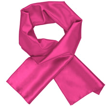 Load image into Gallery viewer, A bright fuchsia women&#39;s scarf, crossed over itself